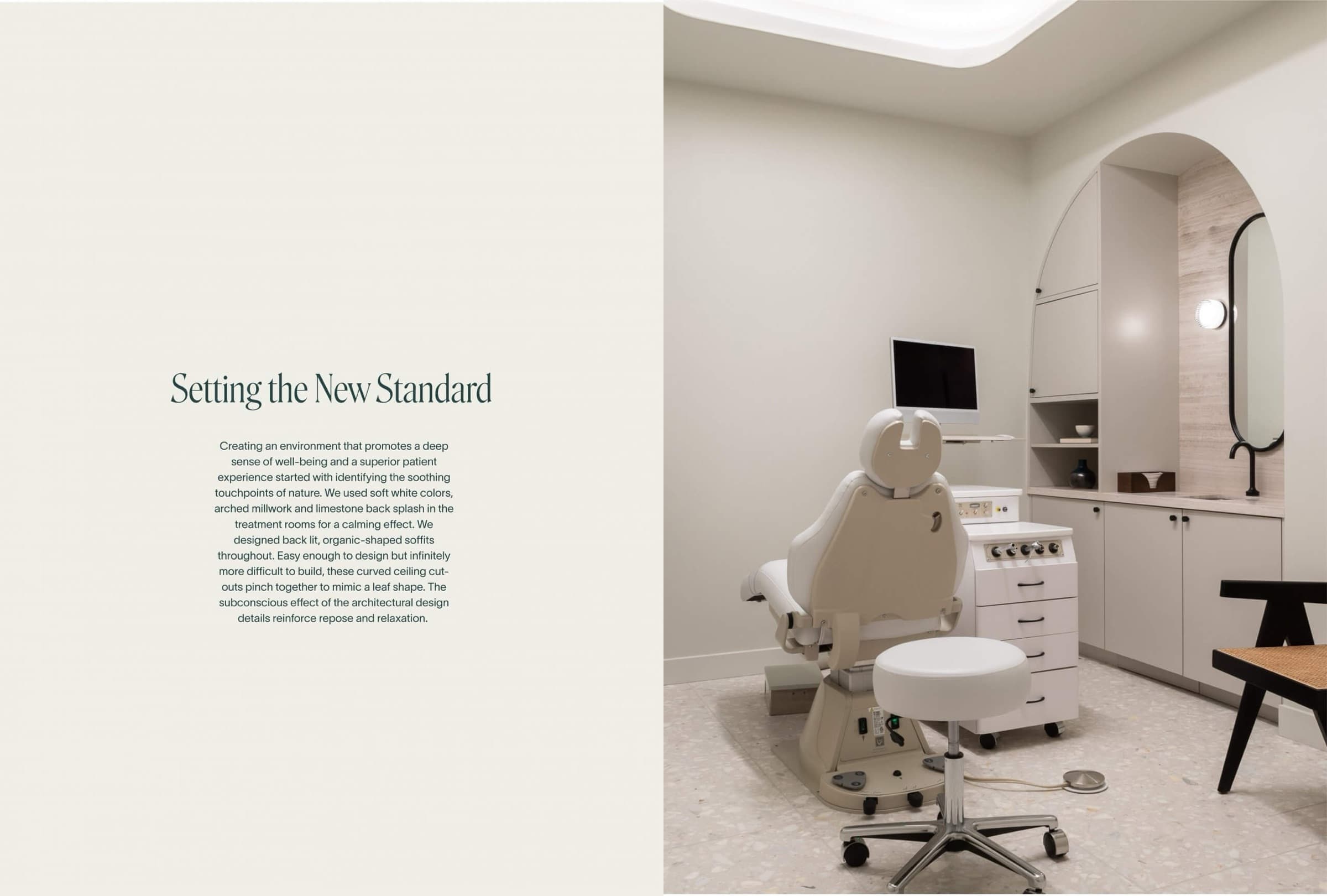 Clover treatment area with warm wood millwork and soft lighting